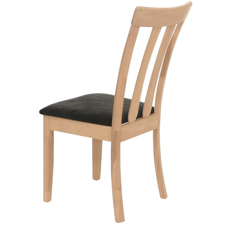 Lot de 2 chaises de salle à manger hauteur 96 cm dossier haut style sobre et élégant en tissu noir et bois massif naturel 04_0009072