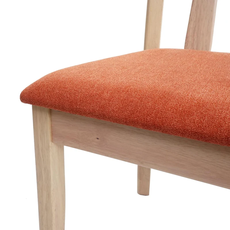 6 chaises de salle à manger cuisine design classique en tissu orange et bois massif clair 04_0003016