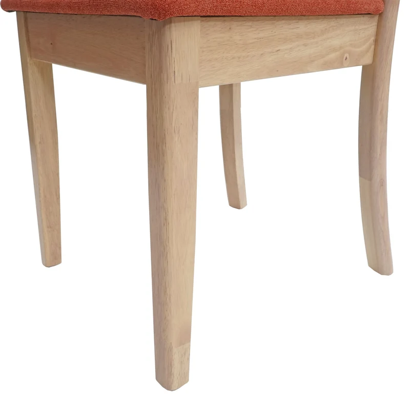 6 chaises de salle à manger cuisine design classique en tissu orange et bois massif clair 04_0003016