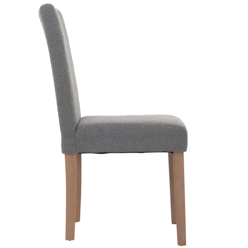 Lot de 2 chaises de salle à manger dossier haut en tissu bouclé gris pieds en bois clairs 04_0007320