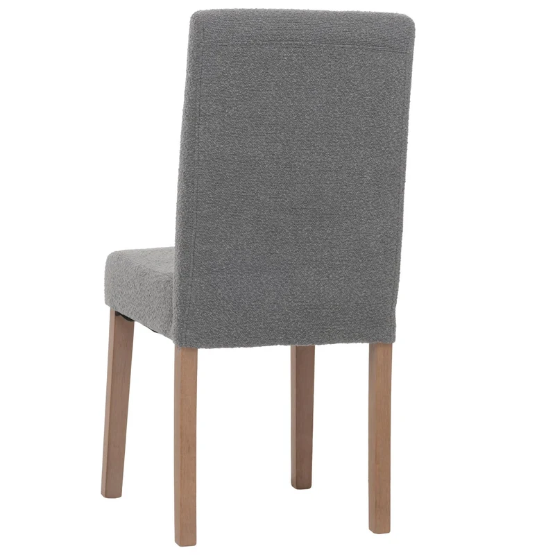 Lot de 2 chaises de salle à manger dossier haut en tissu bouclé gris pieds en bois clairs 04_0007320
