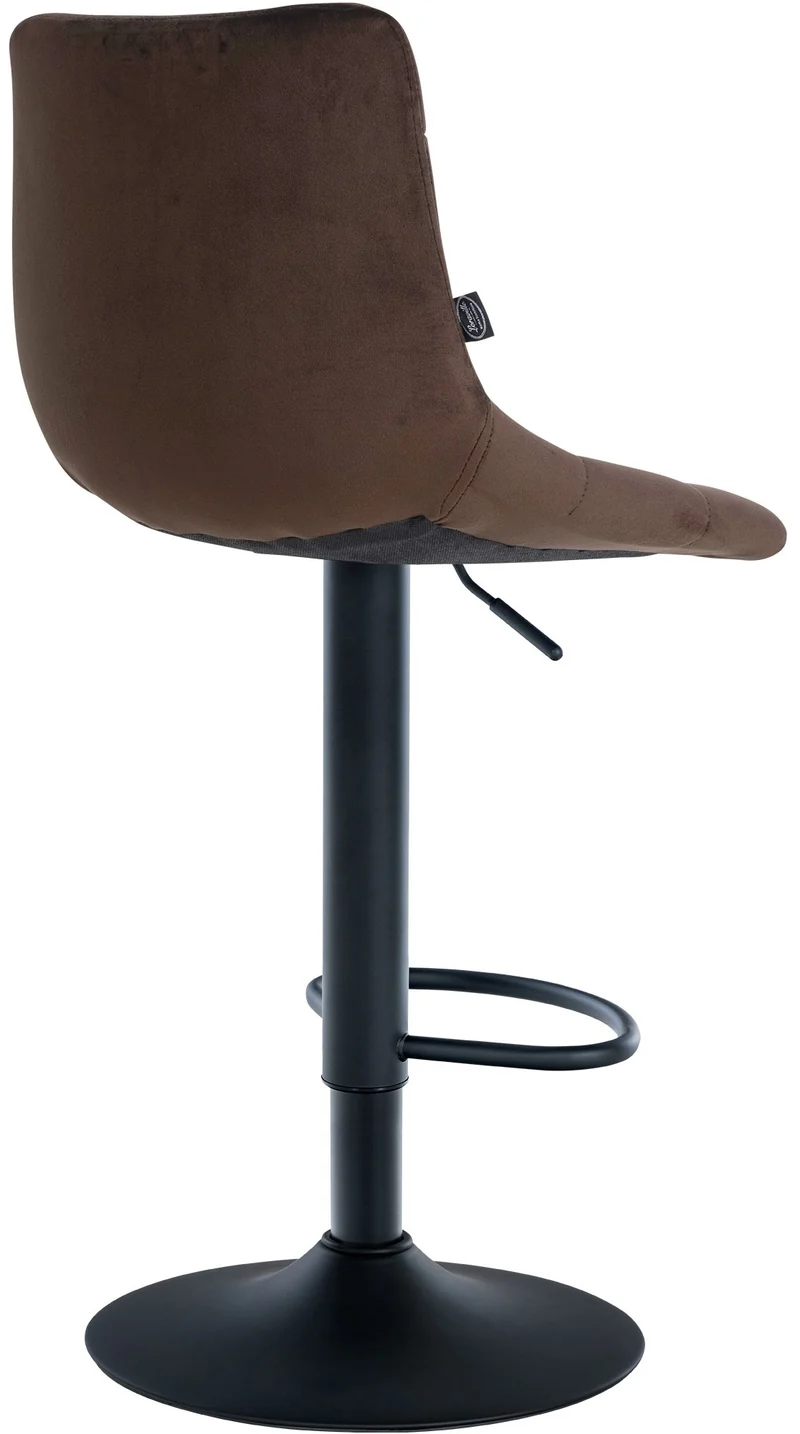 Tabouret de bar x1 moderne en velours marron motif matelassé piètement trompette métal noir 10_0005662