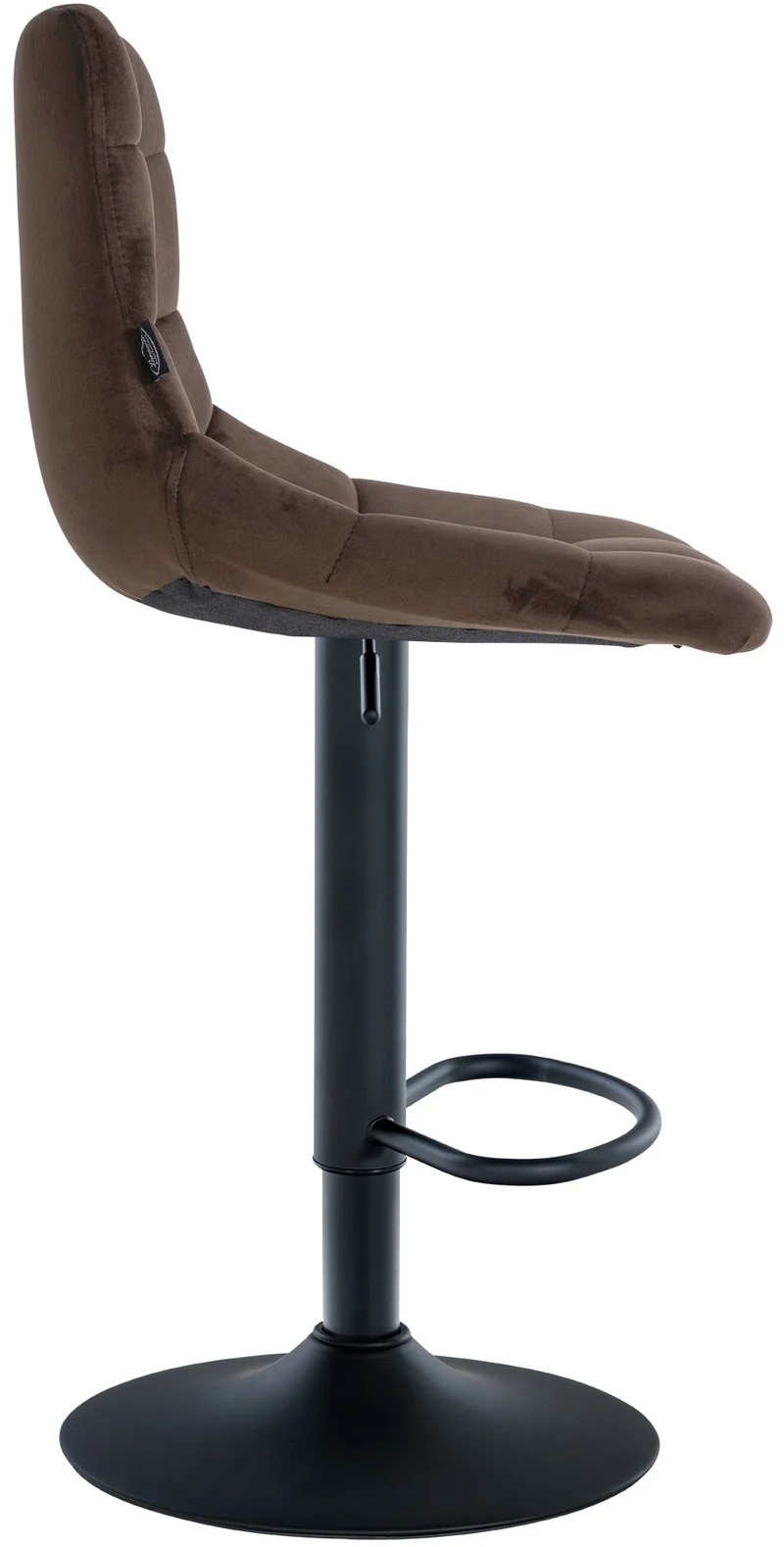Tabouret de bar x1 moderne en velours marron motif matelassé piètement trompette métal noir 10_0005662