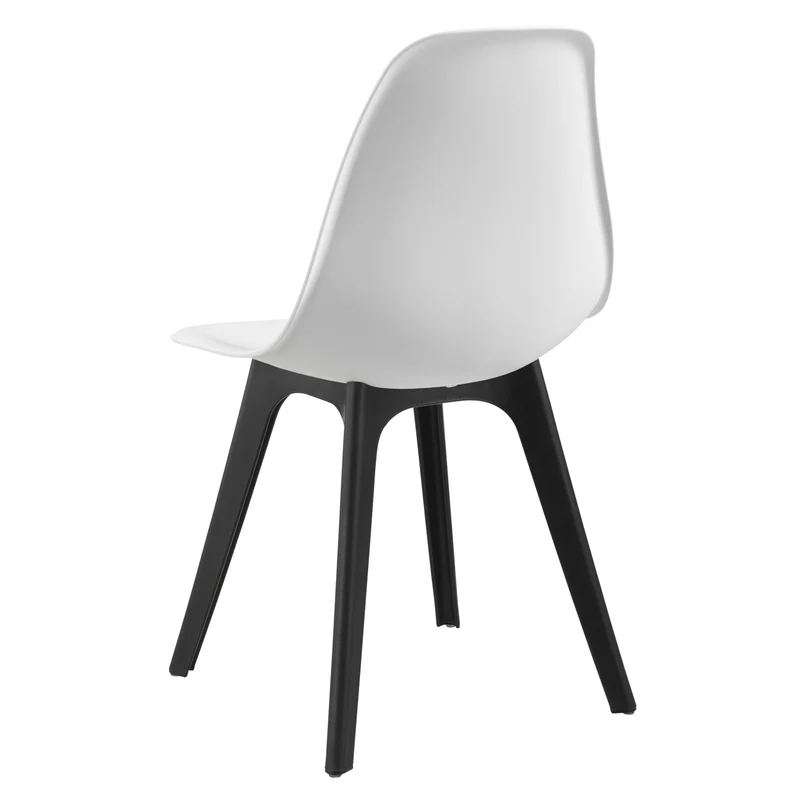 Set de 4 Chaises Design Chaise de Cuisine Salle à Manger Plastique Blanc et Noir 03_0003706