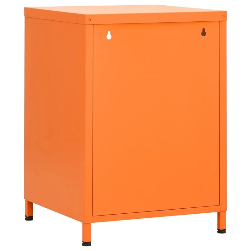 Table de chevet avec compartiment avec porte et ouvert 35 x 35 x 51 cm acier orange DEC034539