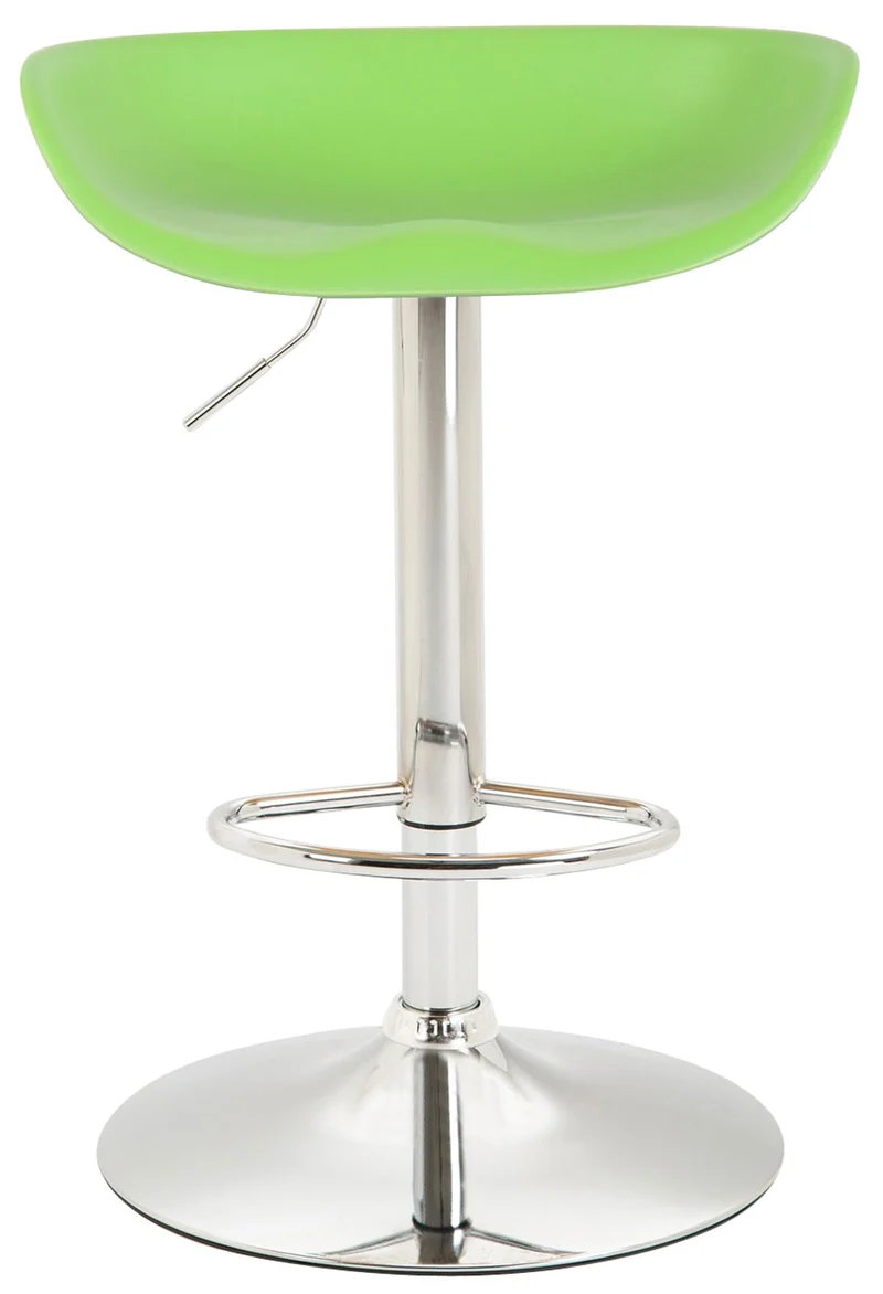 Tabouret de bar assise réglable en hauteur et pivotant en plastique vert pieds tulipe en métal chromé avec repose-pieds 10_0000380