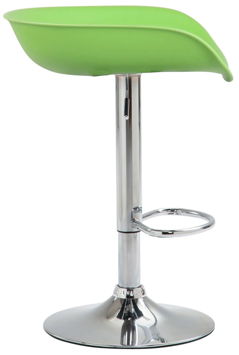 Tabouret de bar assise réglable en hauteur et pivotant en plastique vert pieds tulipe en métal chromé avec repose-pieds 10_0000380