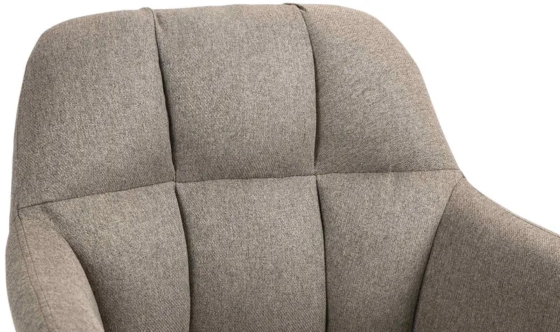 Tabouret de bar chaise haute x1 fonction rotation 360° en tissu taupe avec coutures décoratives piètement métal chromé 10_0005273