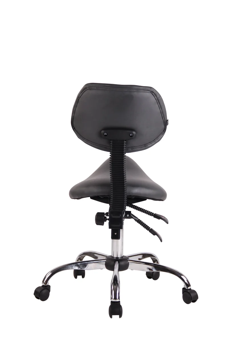 Tabouret de travail avec assise en forme de selle cheval ajustable et pivotant PVC gris TABO10207