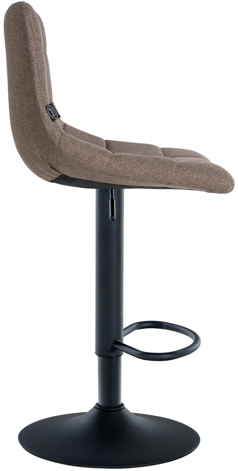 Lot de 2 tabourets de bar en tissu taupe base métal noir réglable en hauteur et repose-pieds TDB10619