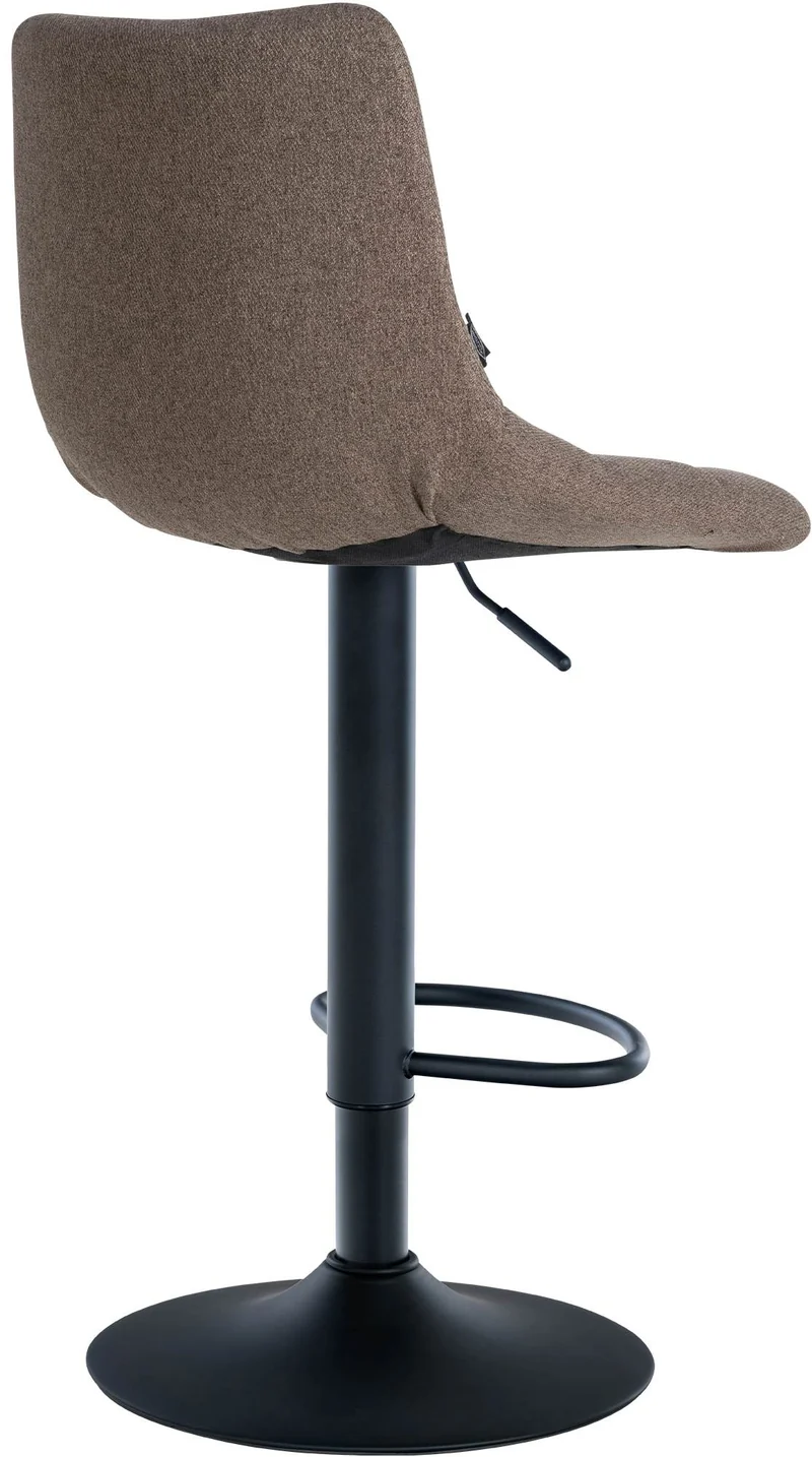 Lot de 2 tabourets de bar en tissu taupe base métal noir réglable en hauteur et repose-pieds TDB10619