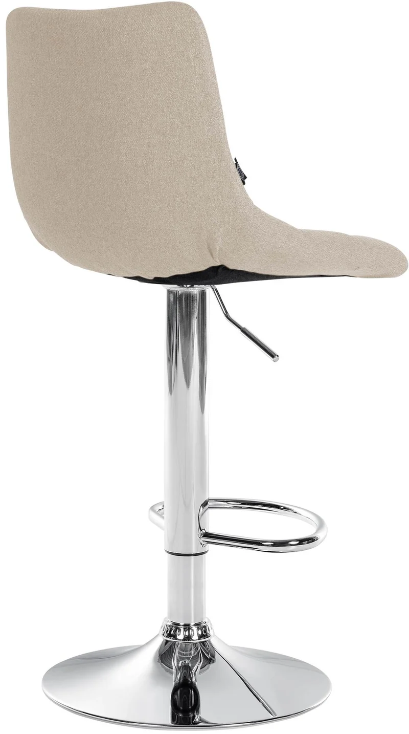 Tabouret de bar x1 moderne en tissu crème motif matelassé piètement trompette métal chromé 10_0005967