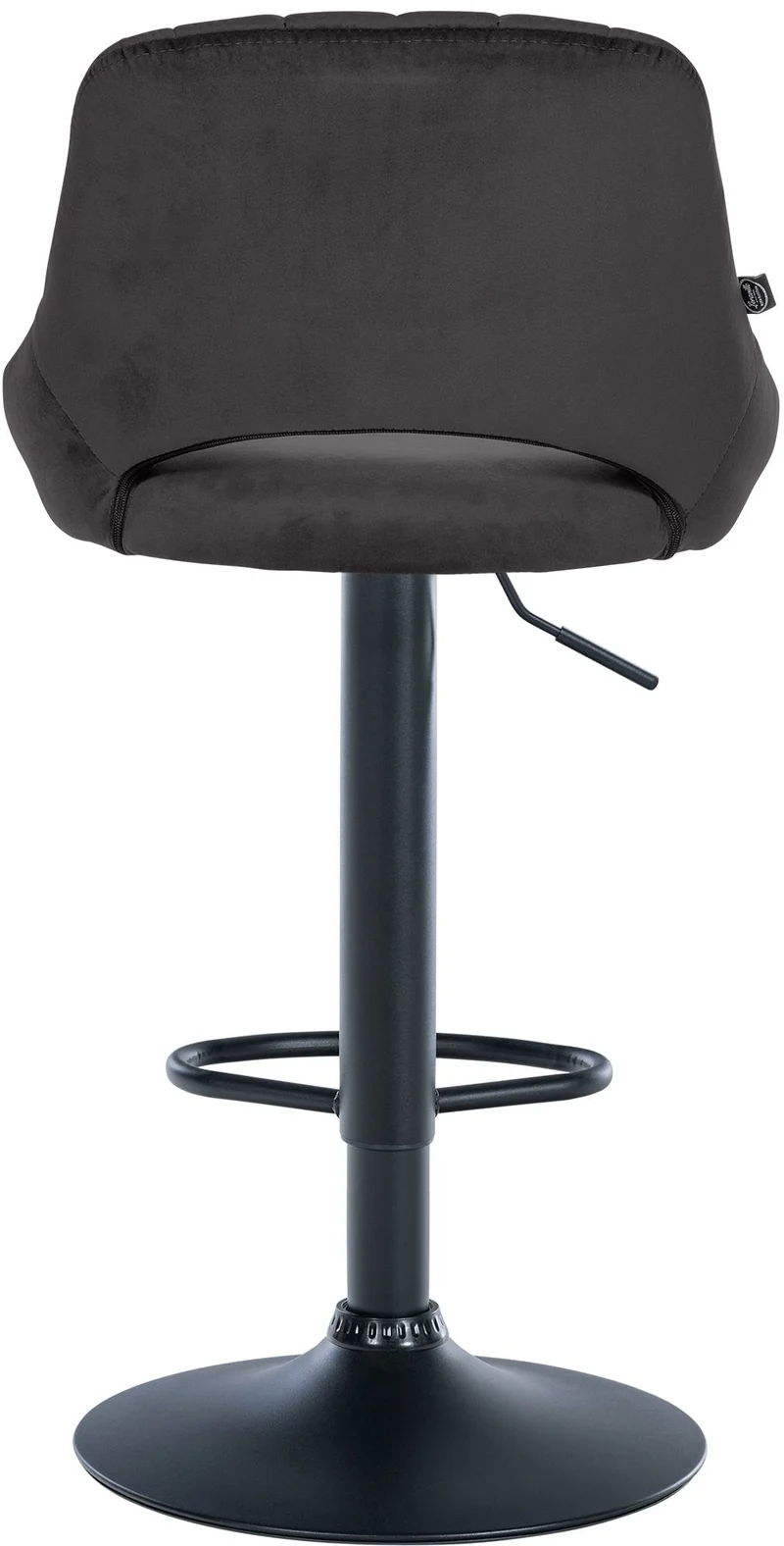Tabouret de bar x1 réglable en hauteur en velours noir dossier ajouré et pied métal noir 10_0005794