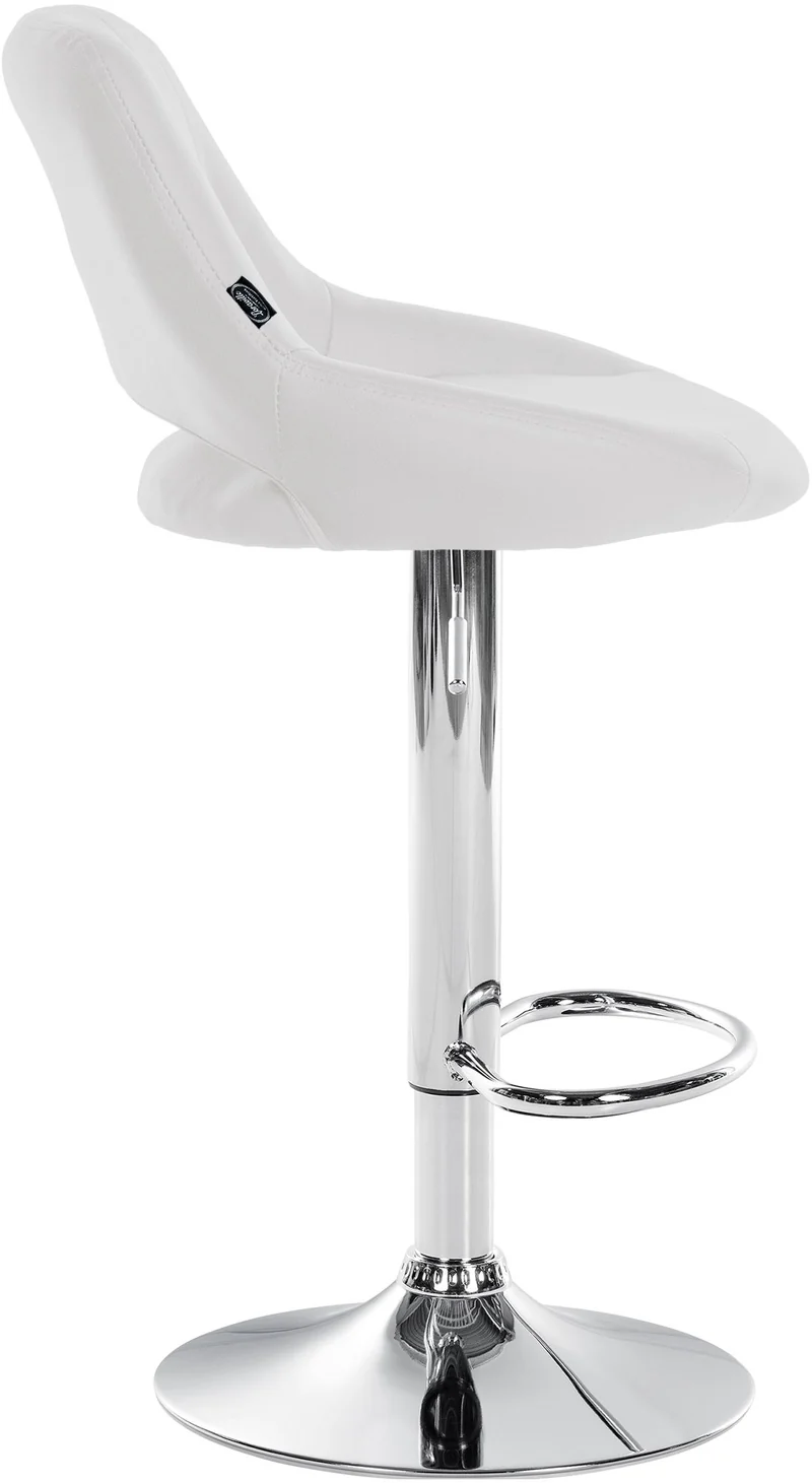 Tabouret de bar x1 avec repose-pieds pivotant et réglable en PVC blanc et métal 10_0005213