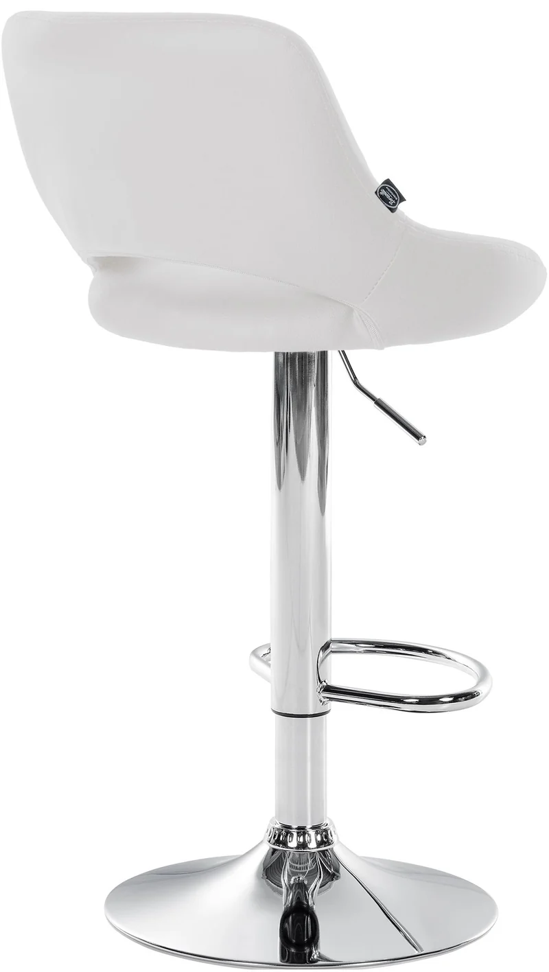 Tabouret de bar x1 avec repose-pieds pivotant et réglable en PVC blanc et métal 10_0005213