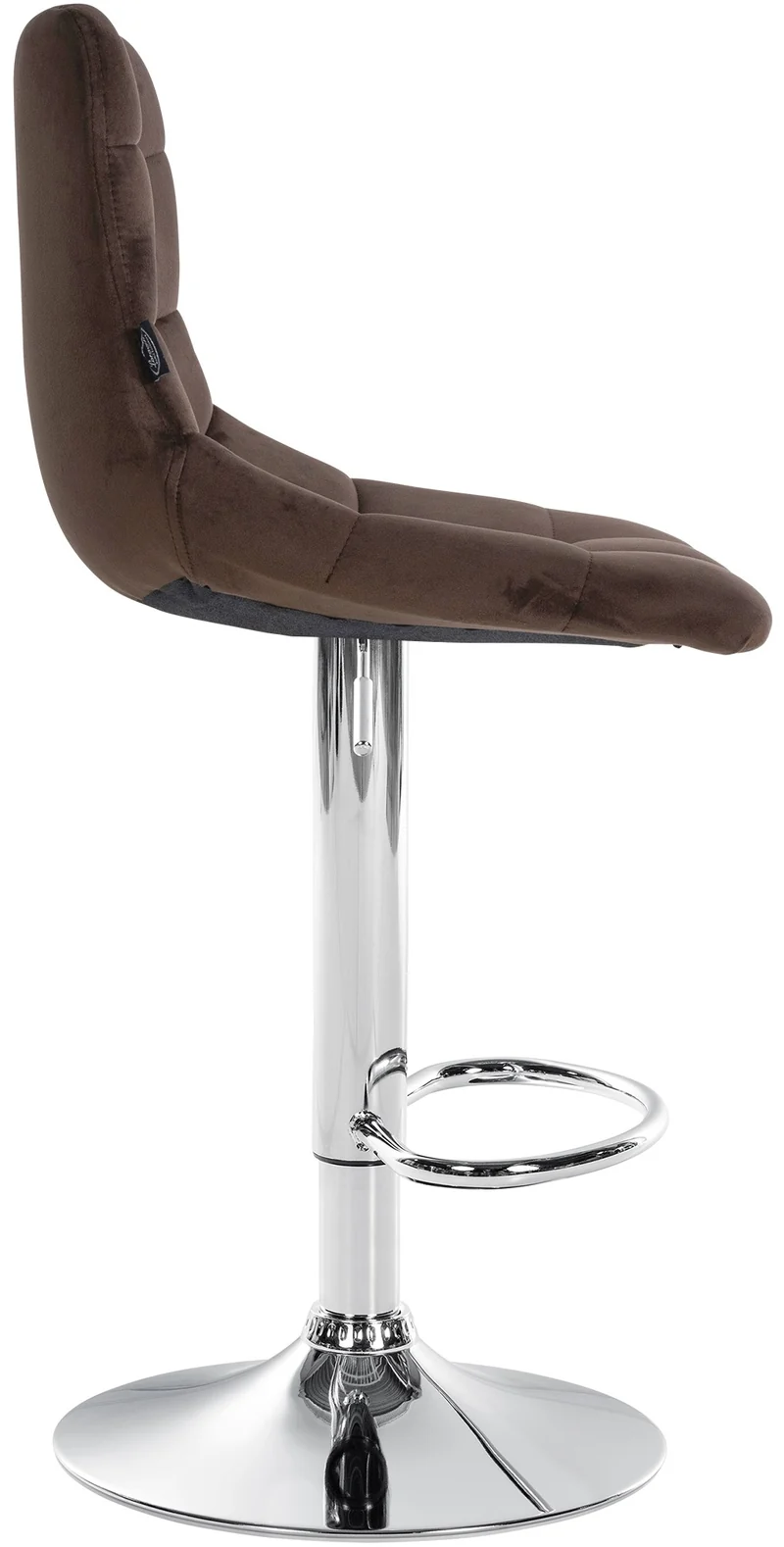 Lot de 2 tabourets de bar en velours marron base métal chromé réglable en hauteur et repose-pieds TDB10630