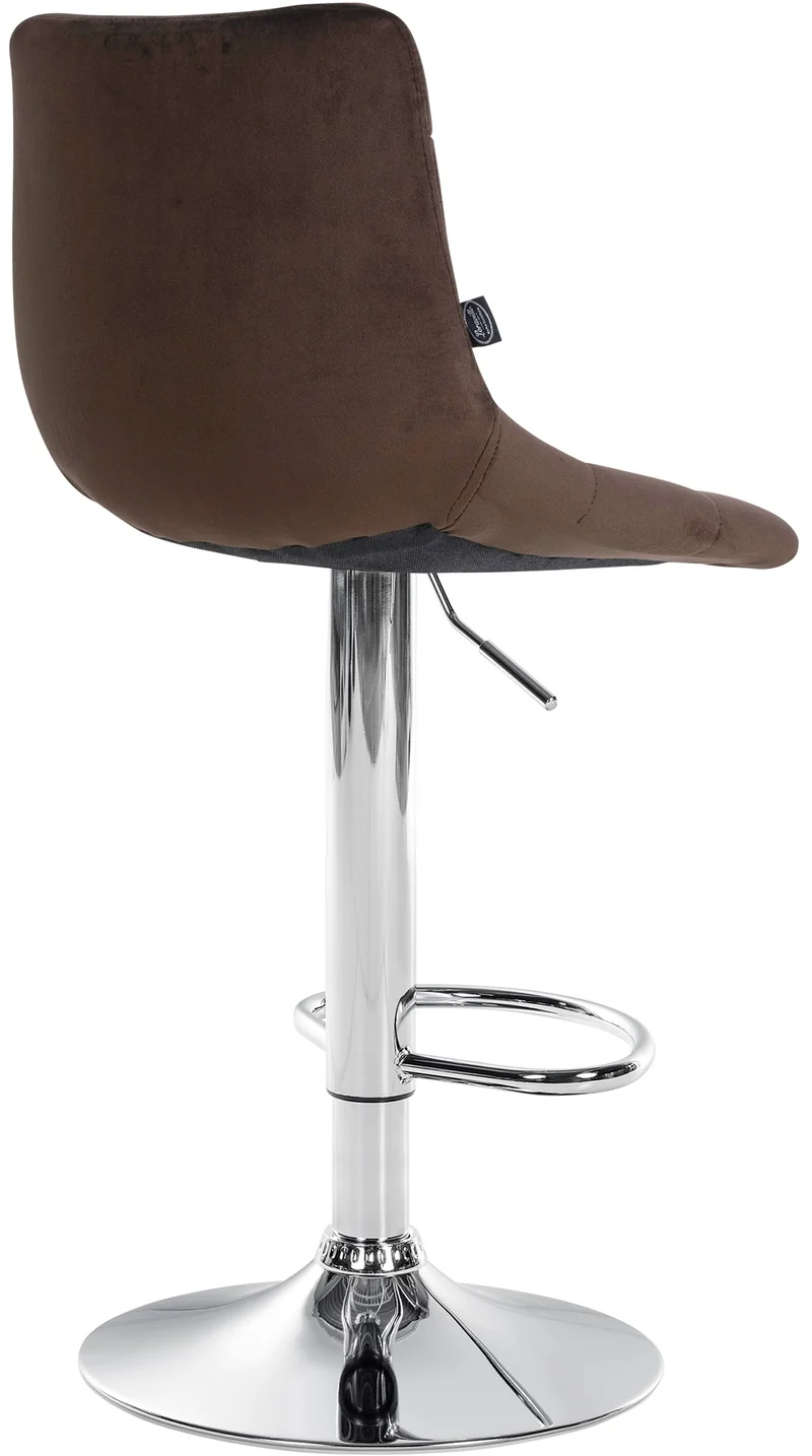 Lot de 2 tabourets de bar en velours marron base métal chromé réglable en hauteur et repose-pieds TDB10630