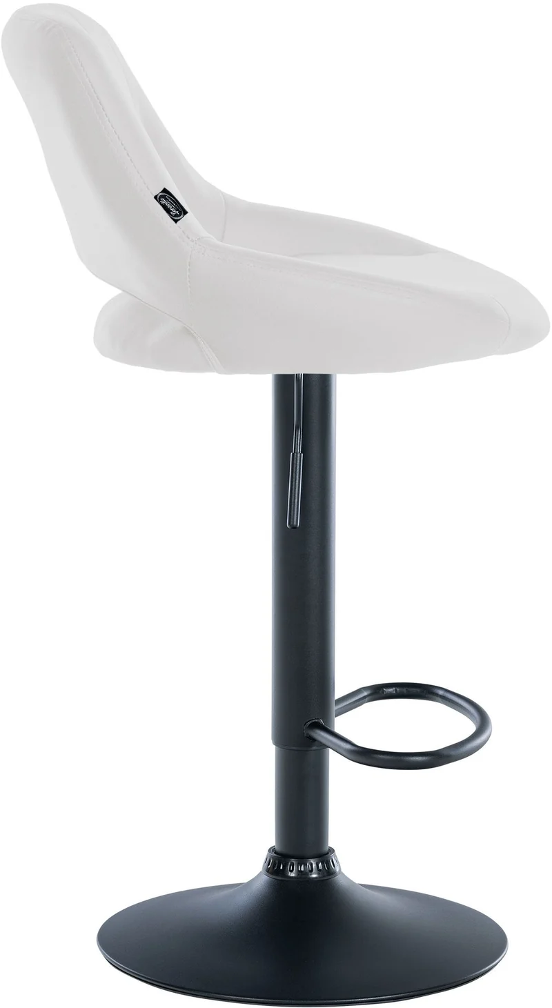 Lot de 2 tabourets de bar chaises hautes réglables en PVC blanc dossier ajouré et pied métal noir 10_0006491