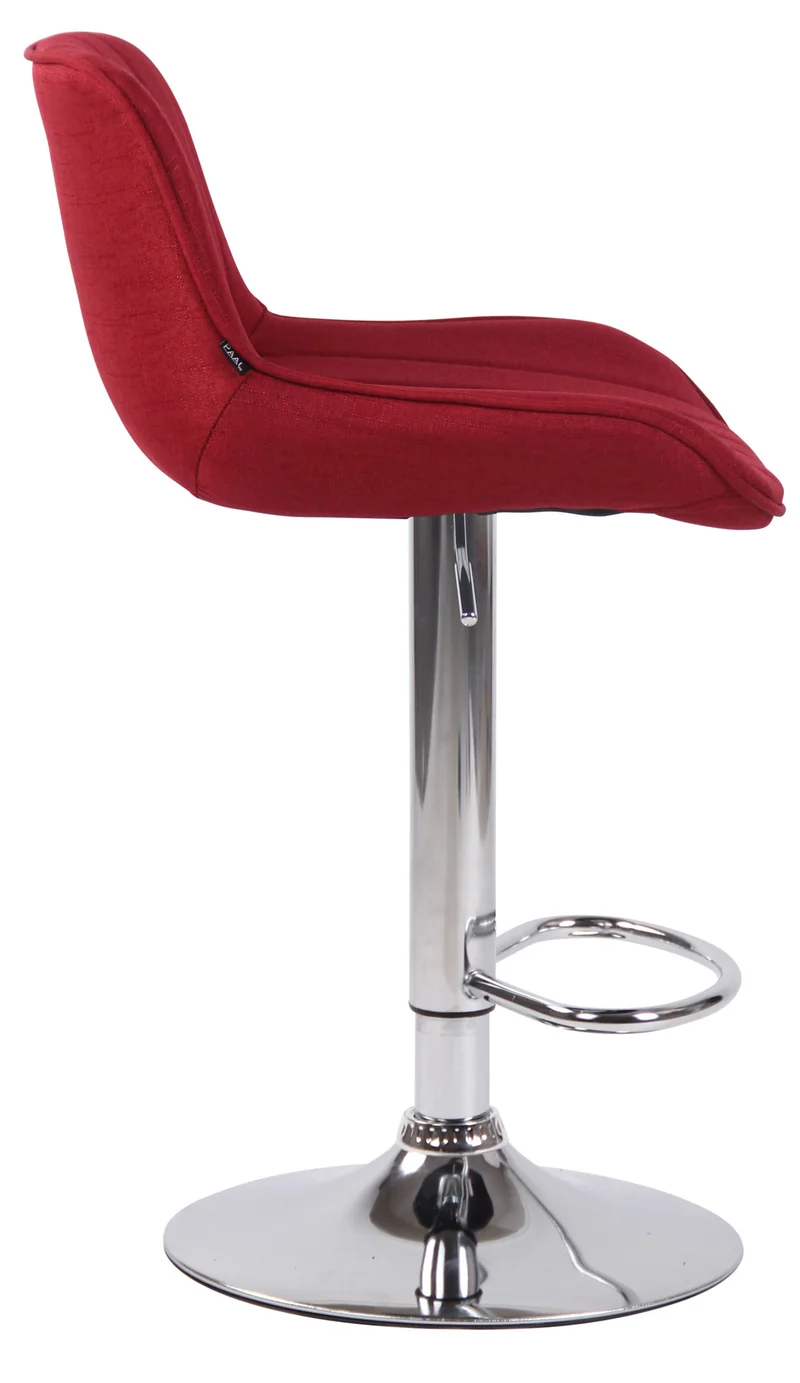 Tabouret de bar chaise haute x1 en tissu rouge coutures verticales support en métal chromé 10_0005116