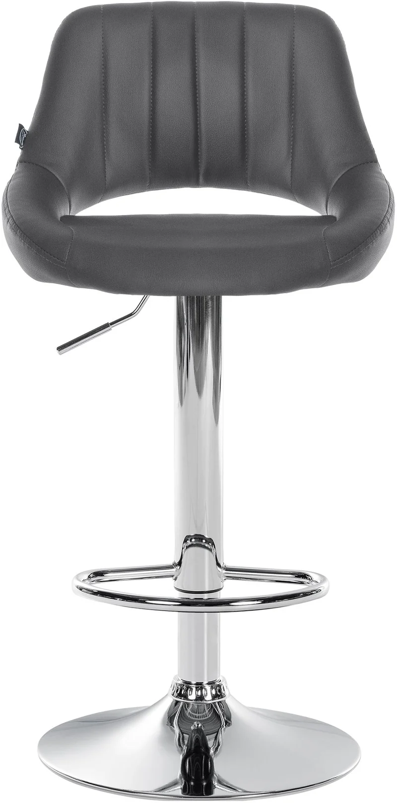 Tabouret de bar x1 avec repose-pieds pivotant et réglable en PVC gris et métal 10_0005211