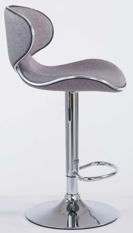 Lot de 2 tabourets de bar pivotant design moderne en tissu gris support en métal chromé 10_0004269