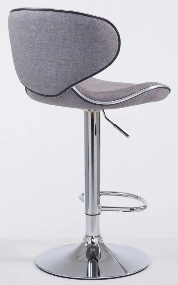 Lot de 2 tabourets de bar pivotant design moderne en tissu gris support en métal chromé 10_0004269