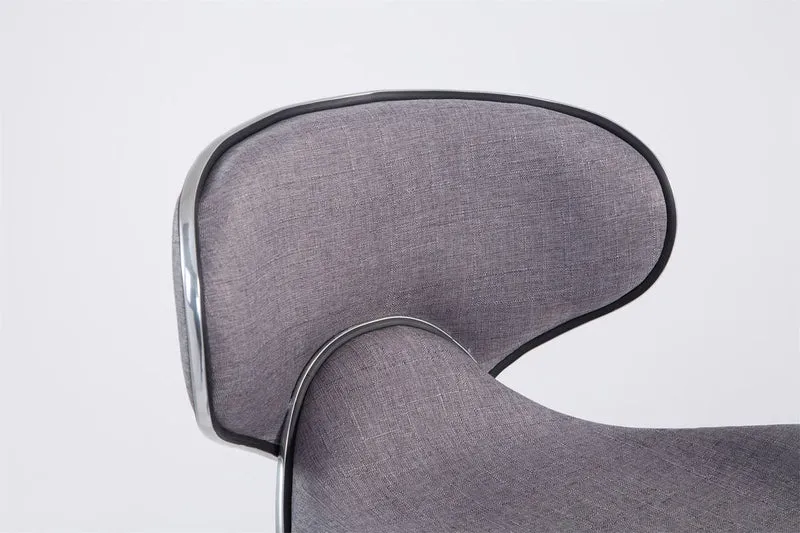 Lot de 2 tabourets de bar pivotant design moderne en tissu gris support en métal chromé 10_0004269