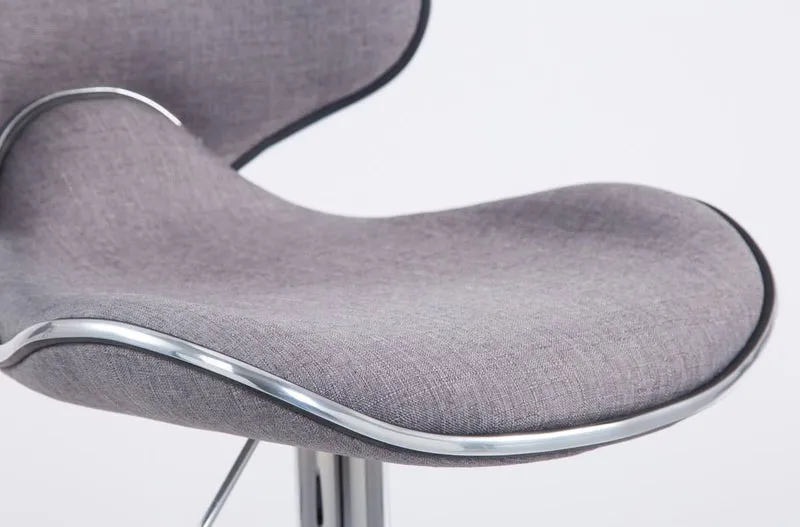 Lot de 2 tabourets de bar pivotant design moderne en tissu gris support en métal chromé 10_0004269