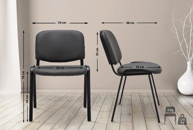 Chaise visiteur conférence design classique assise rembourrée en synthétique gris BUR10069