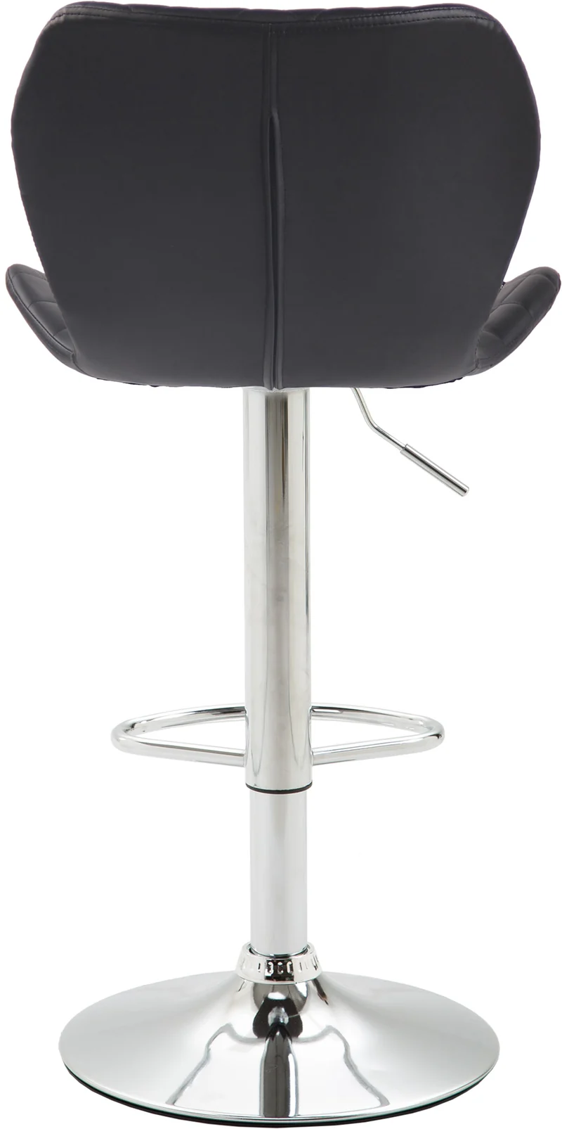 Tabouret de bar x1 avec coutures décoratives en forme de losanges en PVC noir et métal chromé 10_0004648