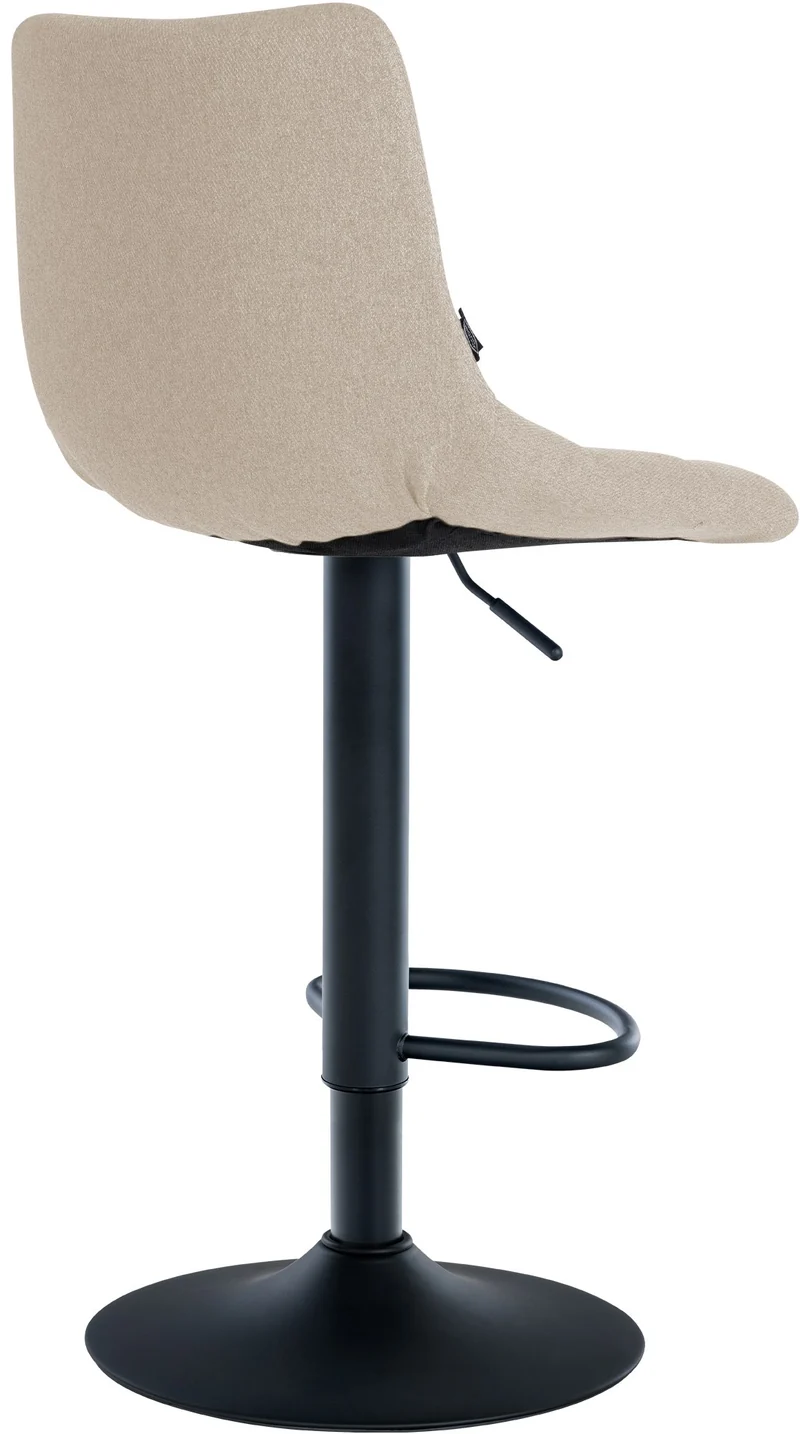Tabouret de bar x1 moderne en tissu crème motif matelassé piètement trompette métal noir 10_0005958