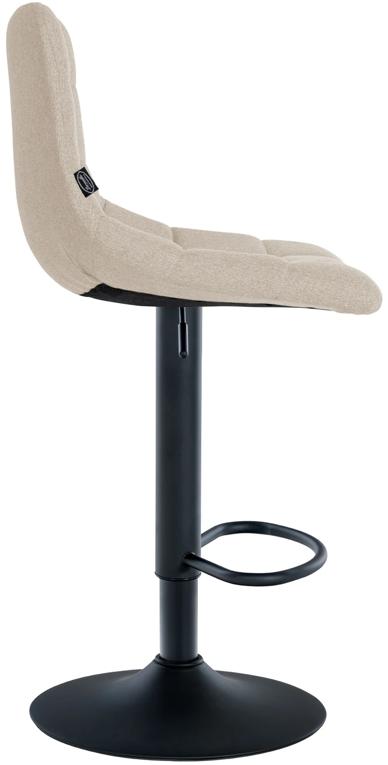 Tabouret de bar x1 moderne en tissu crème motif matelassé piètement trompette métal noir 10_0005958