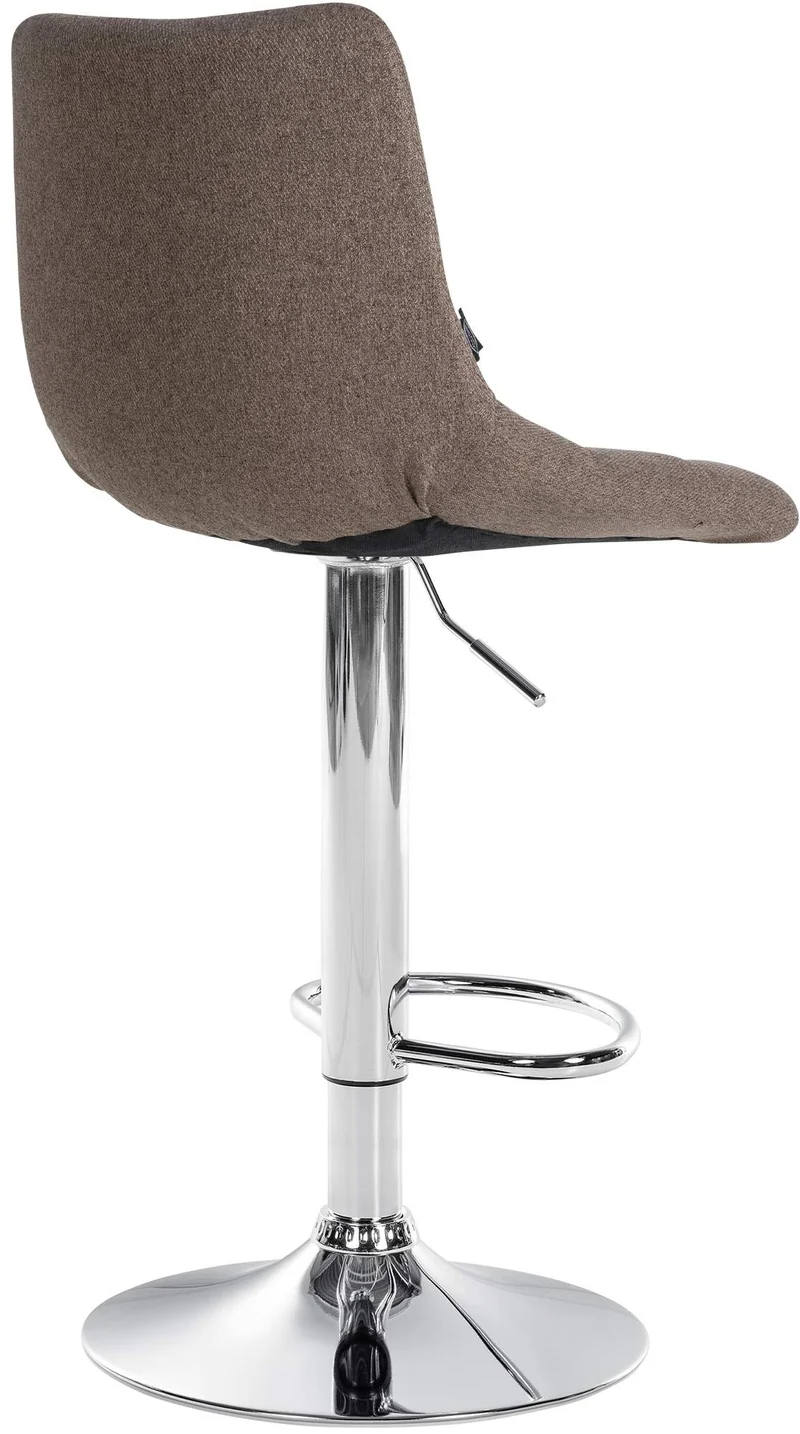 Tabouret de bar x1 moderne en tissu taupe motif matelassé piètement trompette métal chromé 10_0005654