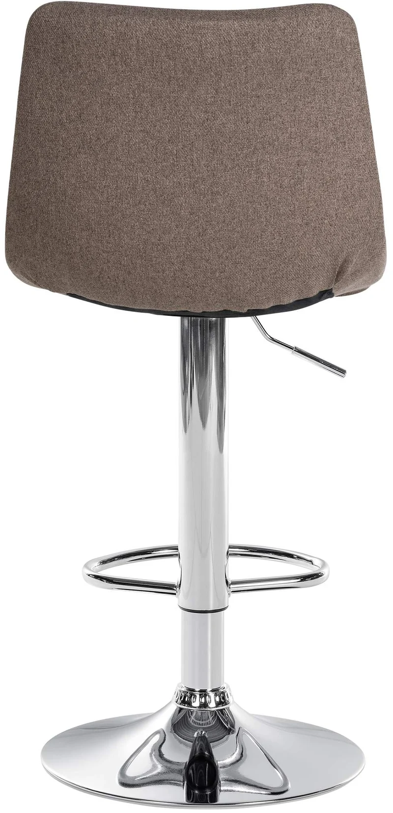 Tabouret de bar x1 moderne en tissu taupe motif matelassé piètement trompette métal chromé 10_0005654