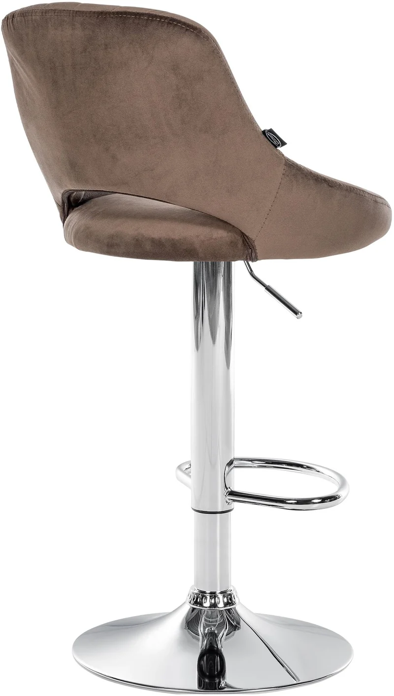 Lot de 2 tabourets de bar avec repose-pieds en forme d'arc assise en tissu velours marron cadre en métal TDB10756
