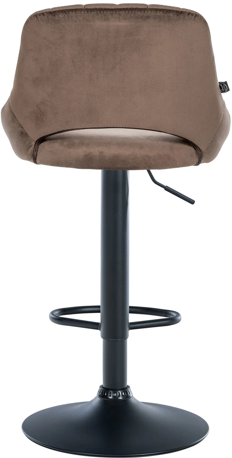 Tabouret de bar x1 réglable en hauteur en velours marron dossier ajouré et pied métal noir 10_0005735