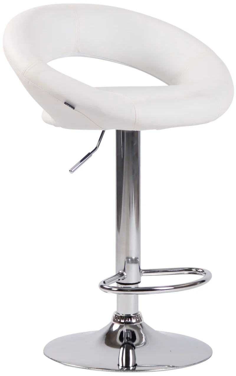 Lot de 2 tabourets de bar en synthétique blanc design moderne base métal aspect chromé TDB10557
