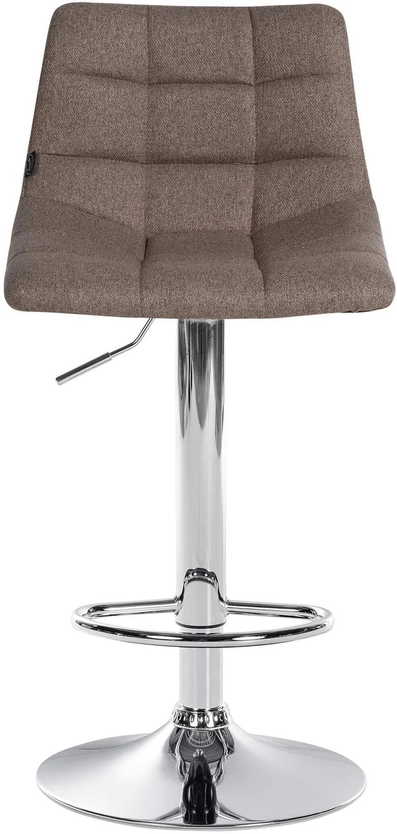 Lot de 2 tabourets de bar moderne en tissu taupe motif matelassé piètement trompette métal chromé 10_0006044