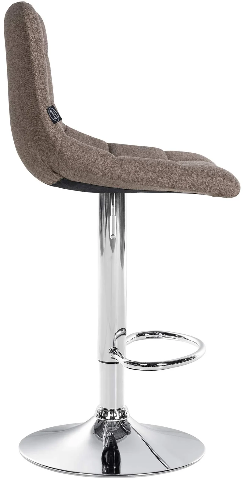 Lot de 2 tabourets de bar moderne en tissu taupe motif matelassé piètement trompette métal chromé 10_0006044