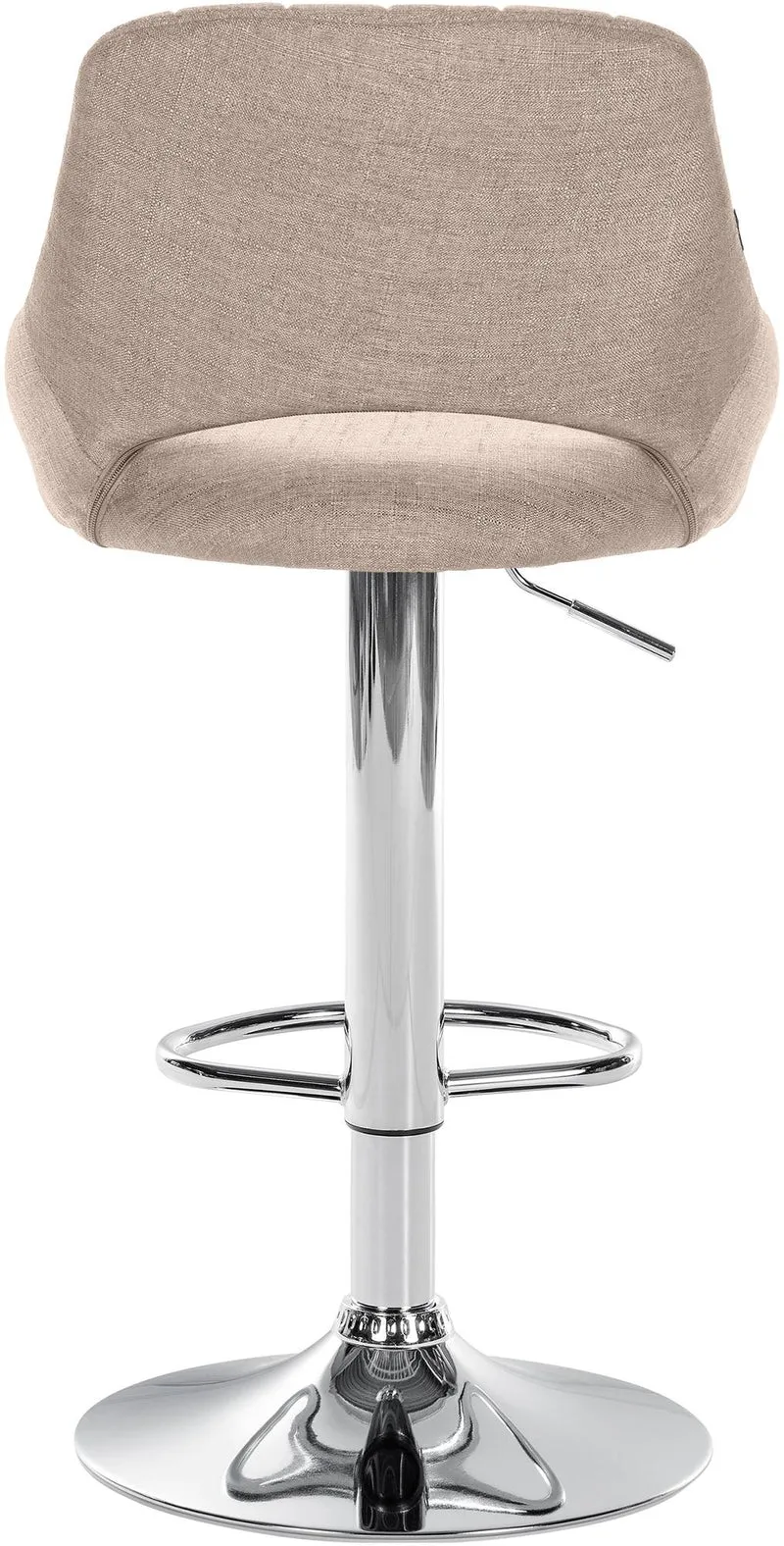 Tabouret de bar x1 réglable en hauteur en tissu taupe dossier ajouré et pied métal chromé 10_0005726
