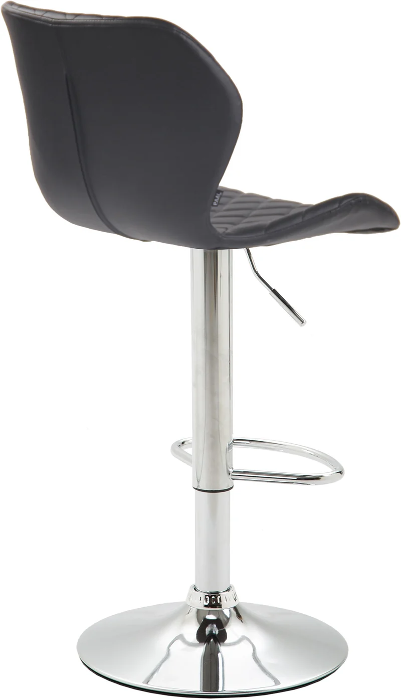 Lot de 2 tabourets de bar avec coutures décoratives en forme de losanges en PVC noir et métal chromé 10_0004105