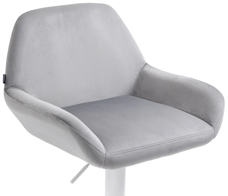 Lot de 2 tabourets de bar repose-pieds en forme d'arc en métal chromé assise en velours gris 10_0004033