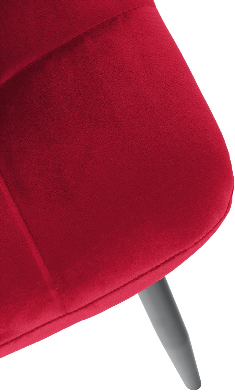 Lot de 4 chaises de salle à manger style moderne et confortable en tissu velours rouge et métal noir 10_0001784