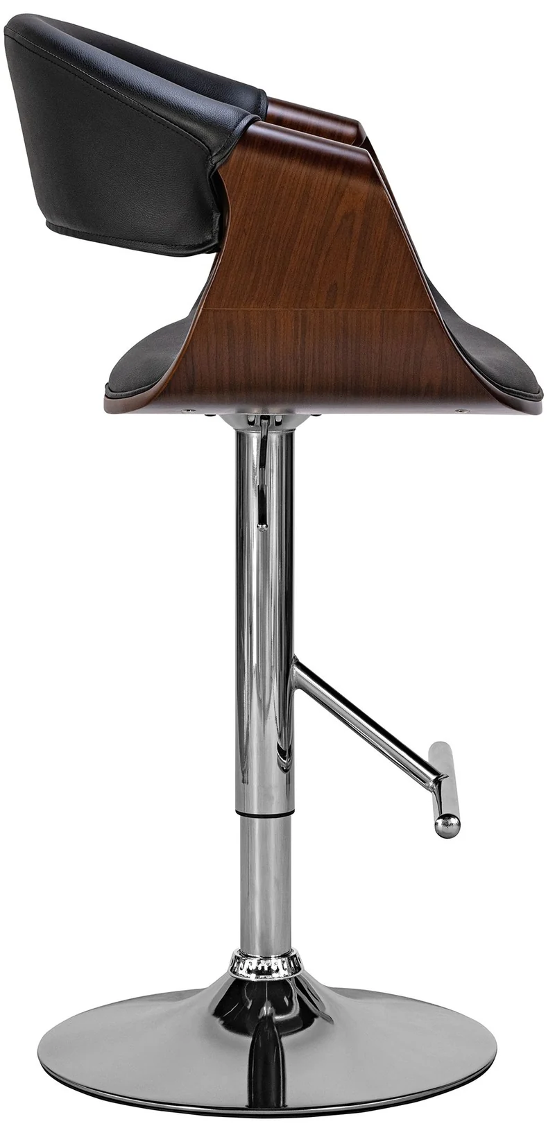 Tabouret de bar x1 style moderne rétro en PVC noir bois couleur noyer cadre en métal 10_0005869