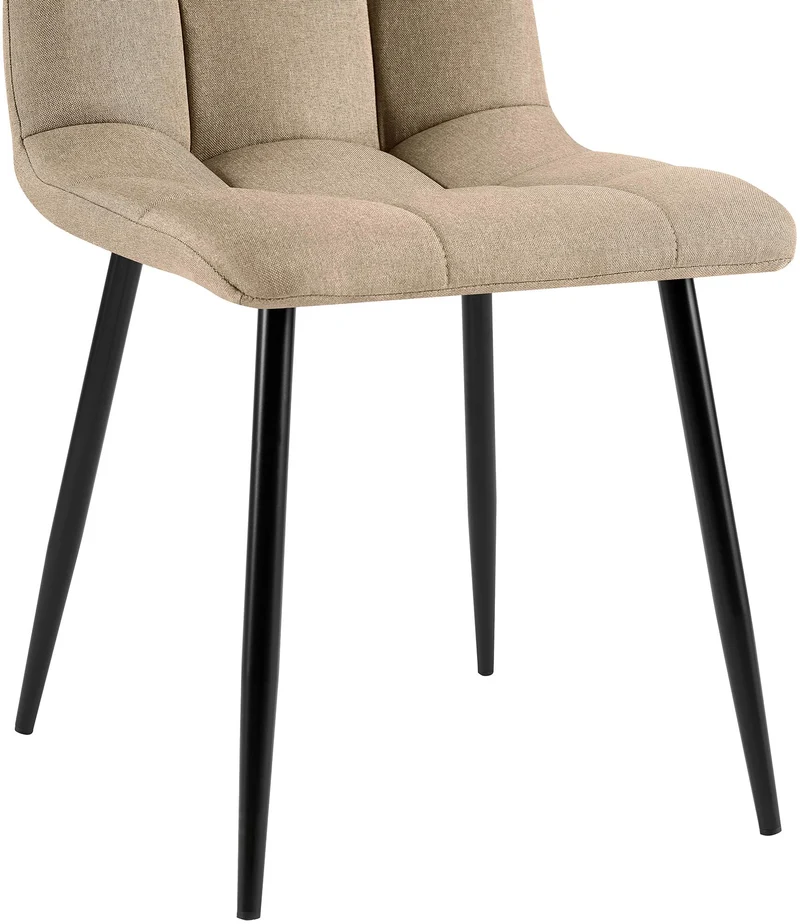 Lot de 4 chaises de salle à manger coutures forme carrées en tissu taupe pieds en métal noir 10_0007789