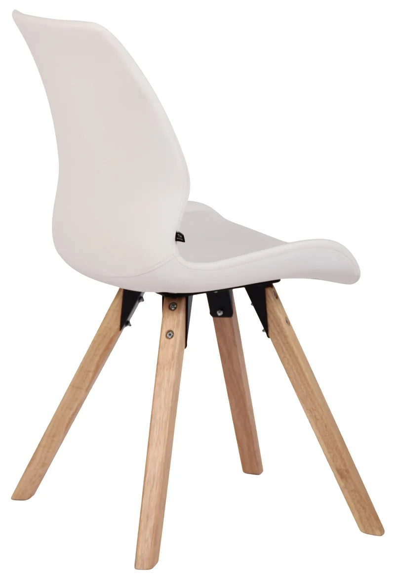 Lot de 4 chaises de salle à manger design scandinave en PVC blanc et pieds en bois clair 10_0001847