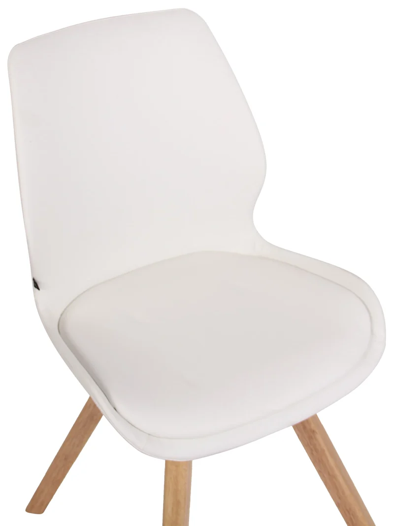 Lot de 4 chaises de salle à manger design scandinave en PVC blanc et pieds en bois clair 10_0001847