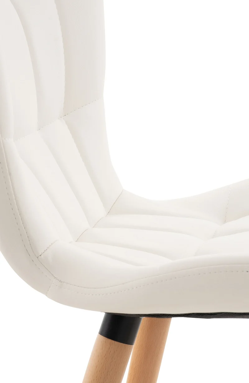Lot de 2 chaises de salle à manger dossier haut coutures décoratives assise en PVC blanc 10_0001645