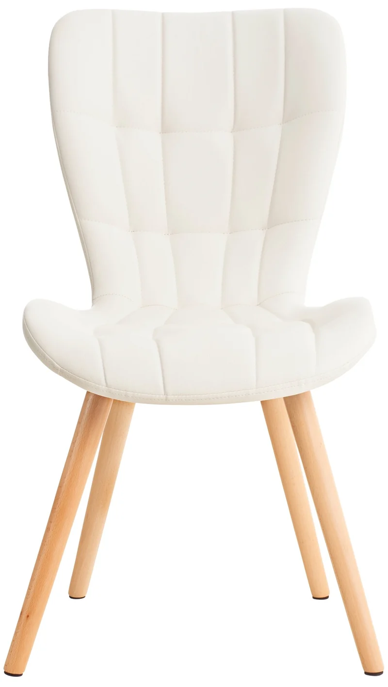 Lot de 2 chaises de salle à manger dossier haut coutures décoratives assise en PVC blanc 10_0001645
