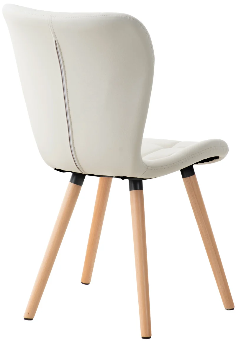Lot de 2 chaises de salle à manger dossier haut coutures décoratives assise en PVC blanc 10_0001645